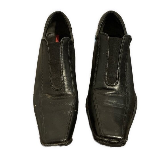 Prada Sport Authentic Solid Black Leather Square Toe Medium Heel Ankle Boots 10 - Picture 2 of 7